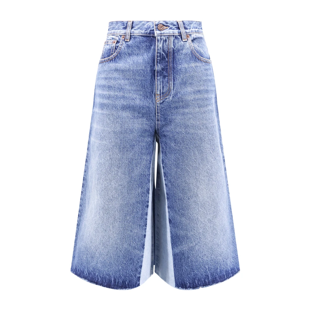 Chloé Denim Bermuda Shorts met Frayed Bottom Blue Dames