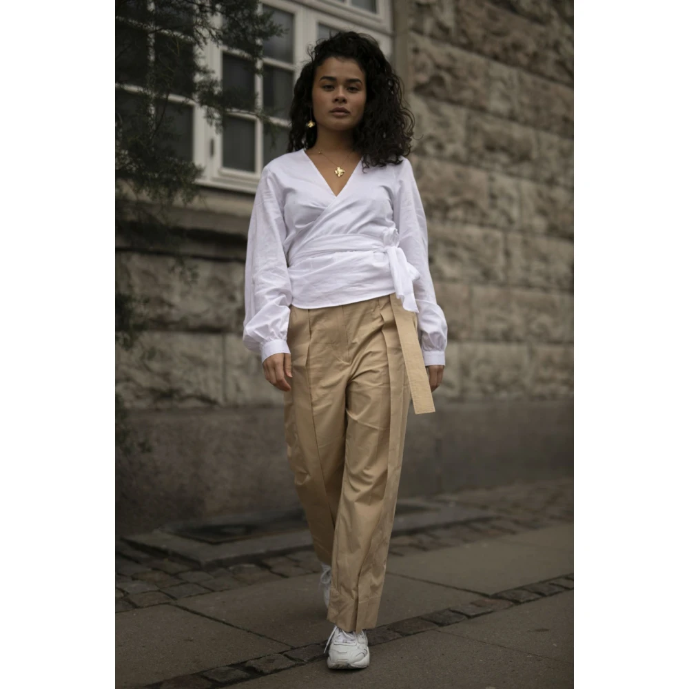 SPORTMAX Beige Katoenen Broek Beige Dames