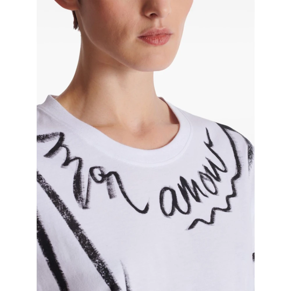 Balmain Zwarte T-shirt en Polo voor Vrouwen White Dames