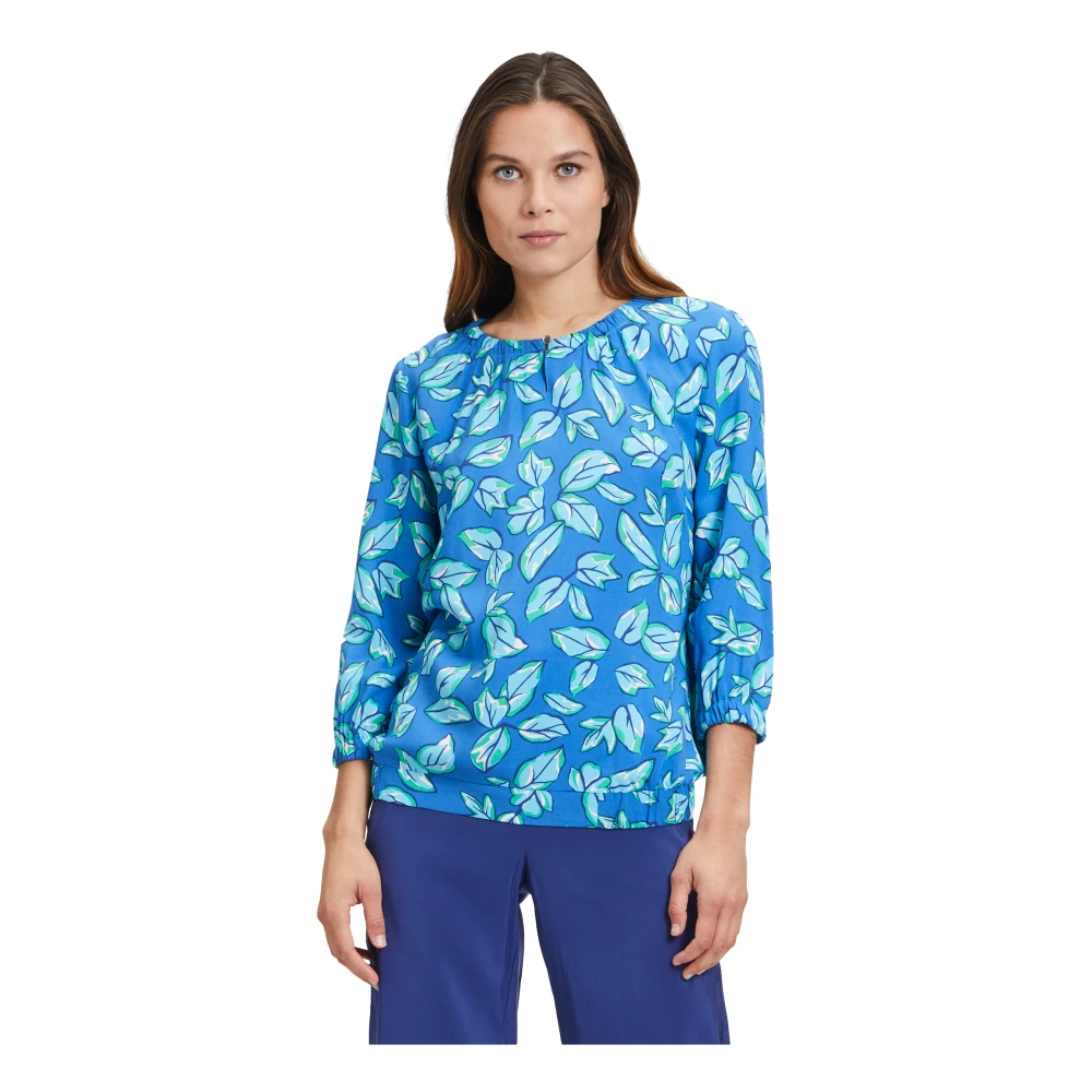 Betty Barclay Dierenprint Slip Blouse Blue Dames