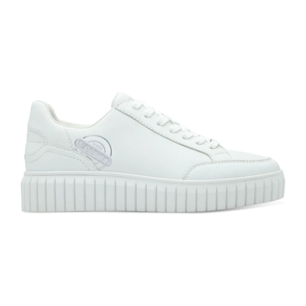 S.oliver Women's White Lace-Up Sneakers For