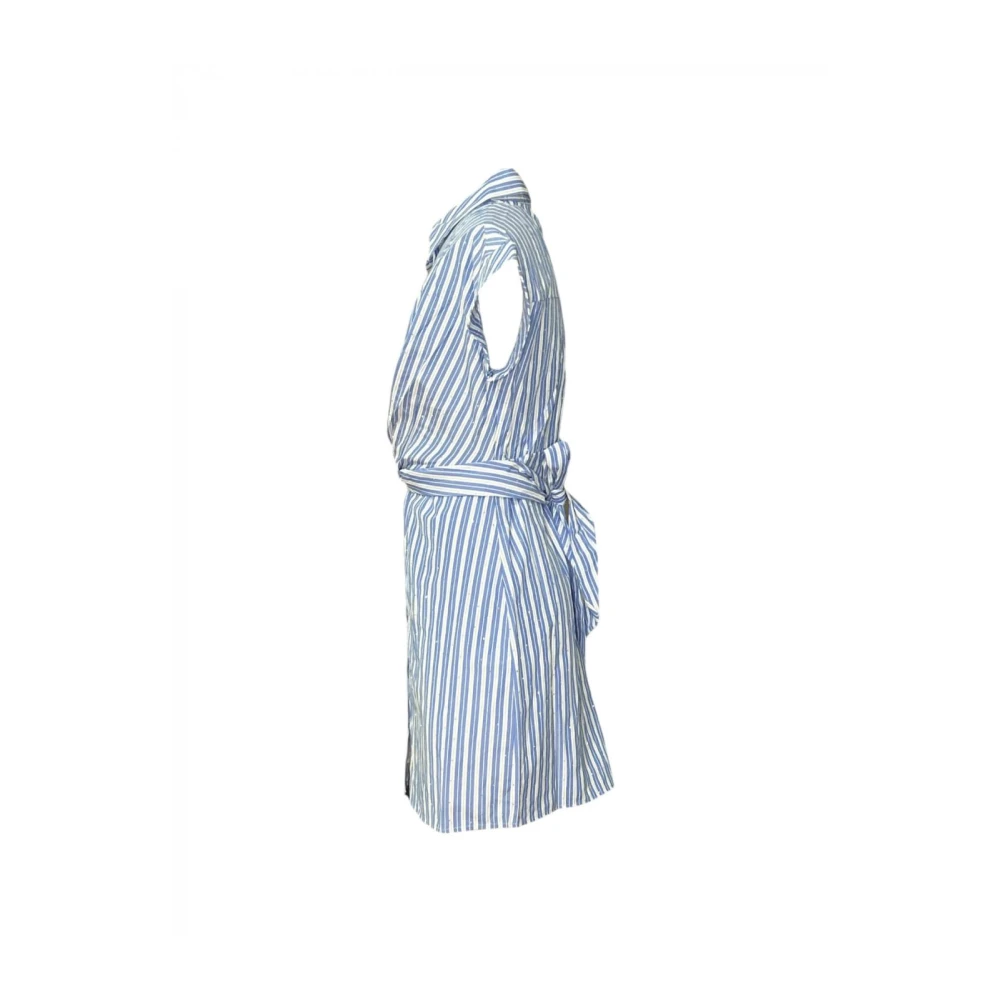 Molly Bracken Gestreepte Viscose Jurk met Strass Blue Dames