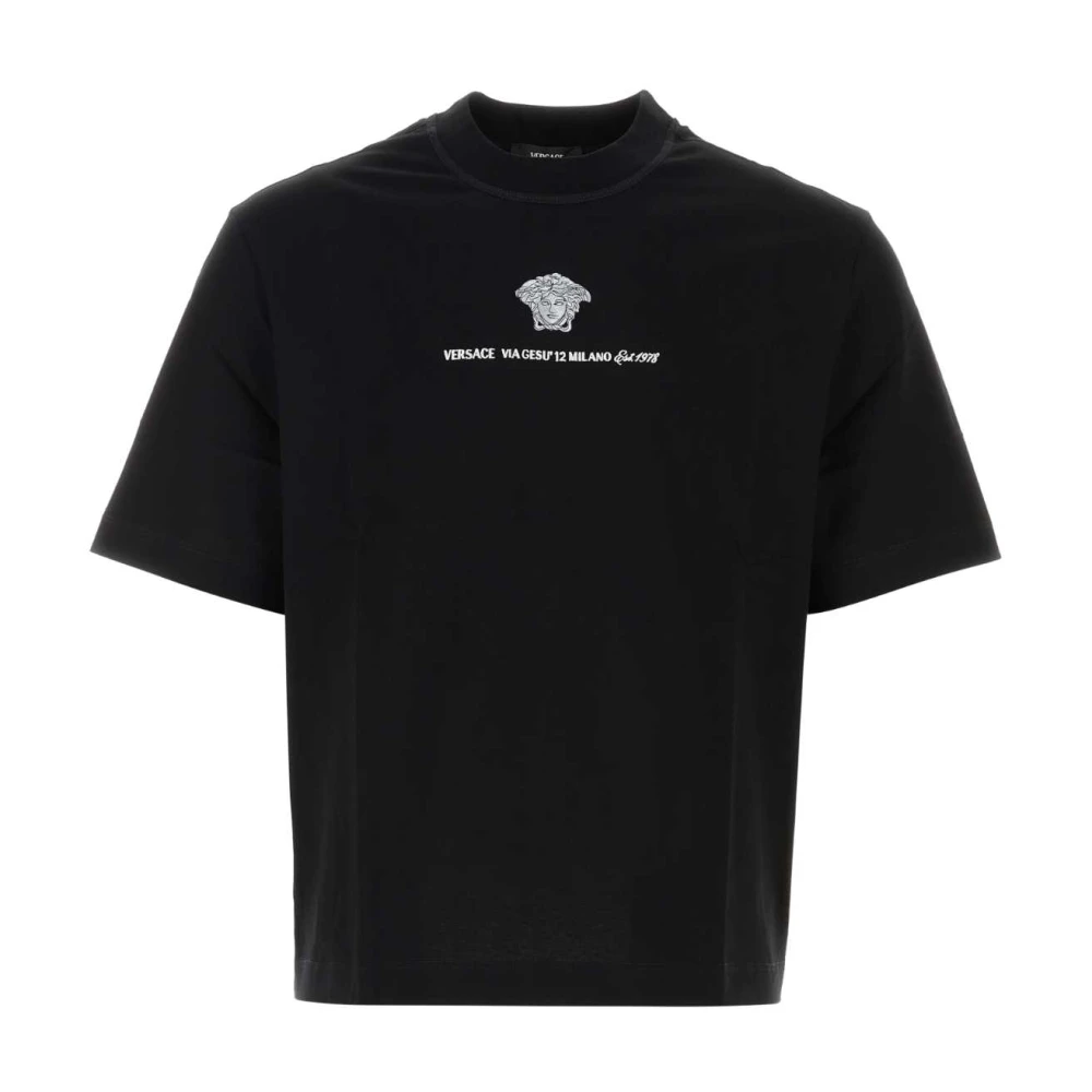 Versace Stijlvol Zwart Katoenen T-Shirt Black Heren