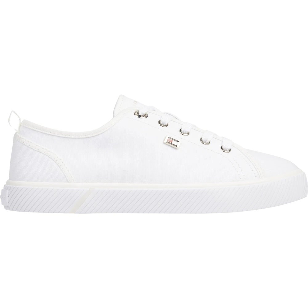 Tommy Hilfiger Women's White Canvas Low Top Trainers - Sneakers - 6 Uk - Shoes