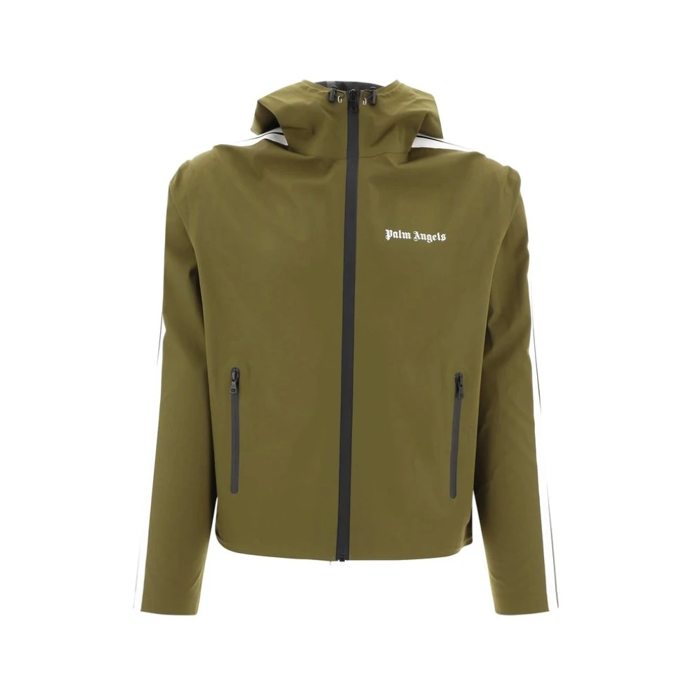 Palm Angels Men's Green Bicolor Polyethylene Full-Length Jacket