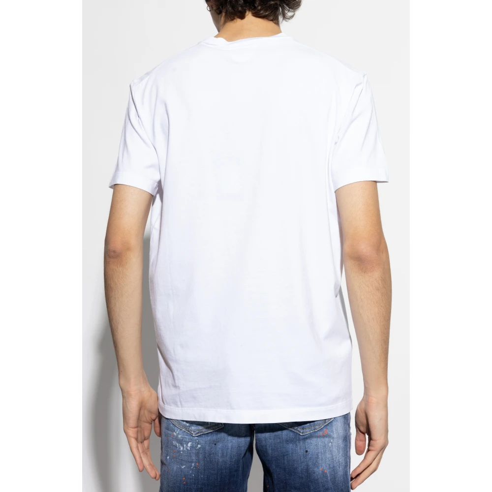Dsquared2 T-shirt met fluwelen afwerking logo White Heren