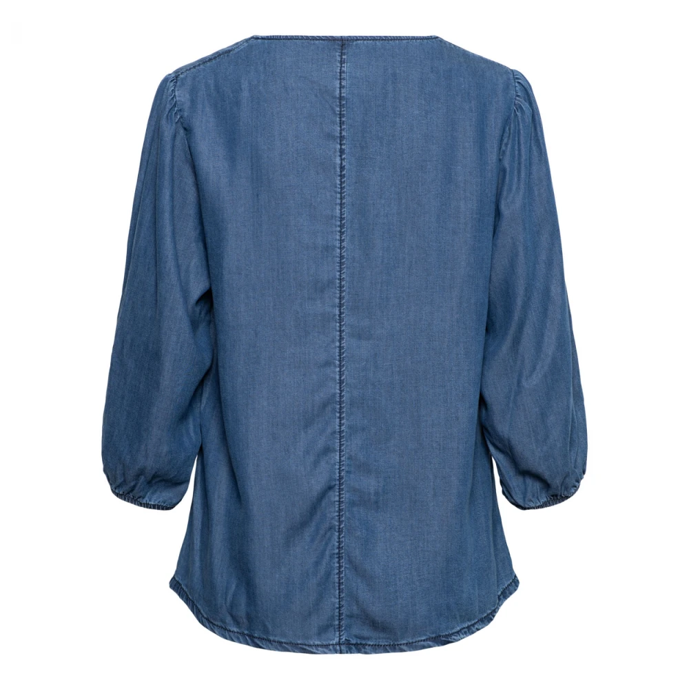 &Co Woman Bloes met lange mouwen en V-hals Blue Dames