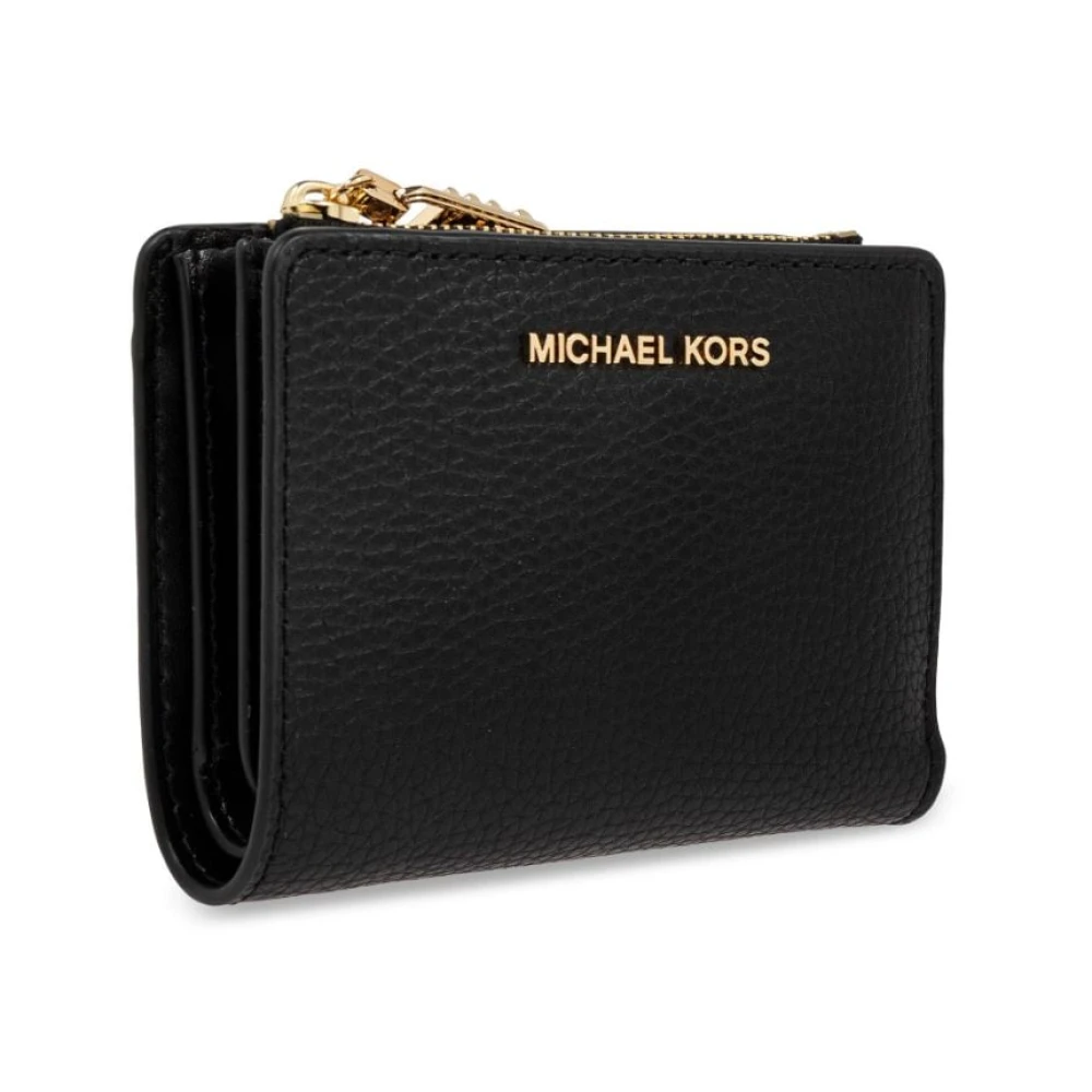 Michael Kors Chique Zwarte Portemonnee met Gouden Logo Black Dames