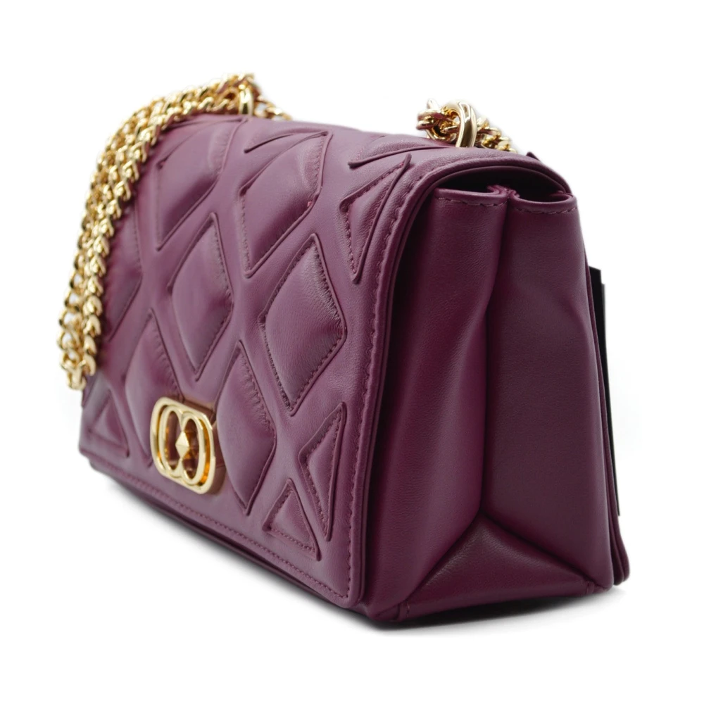 La Carrie Iconische leren schoudertas Purple Dames