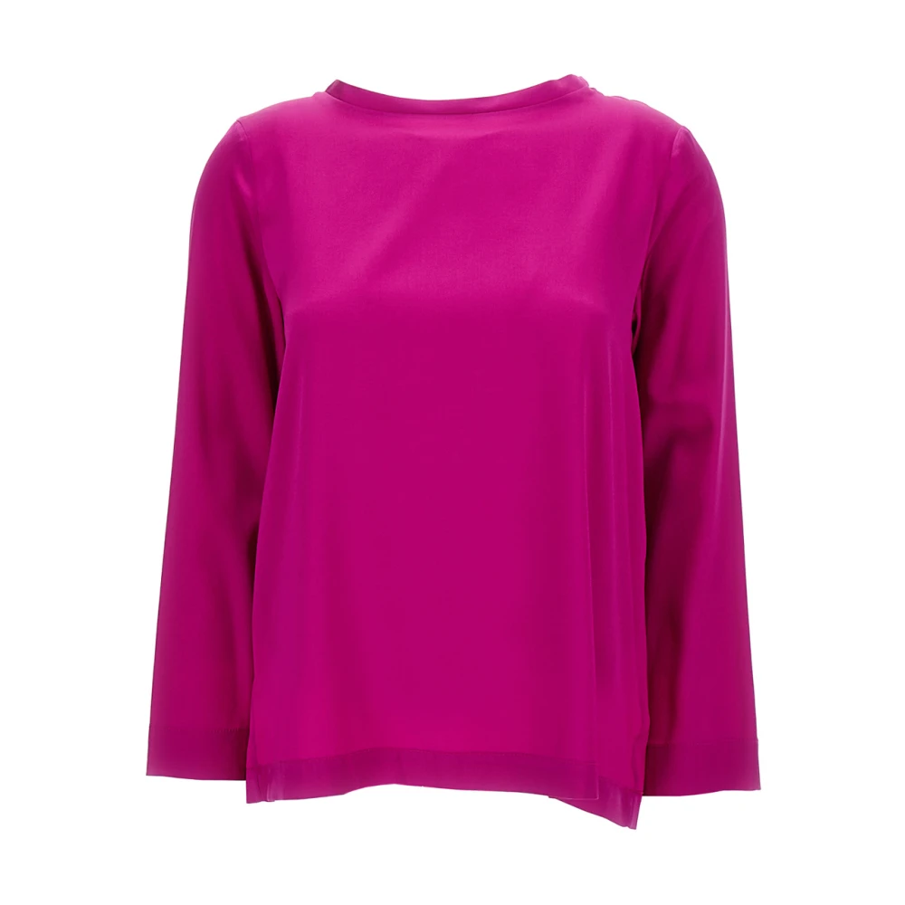 Plain Units Fuchsia Zijden Crewneck Sweater Pink Dames