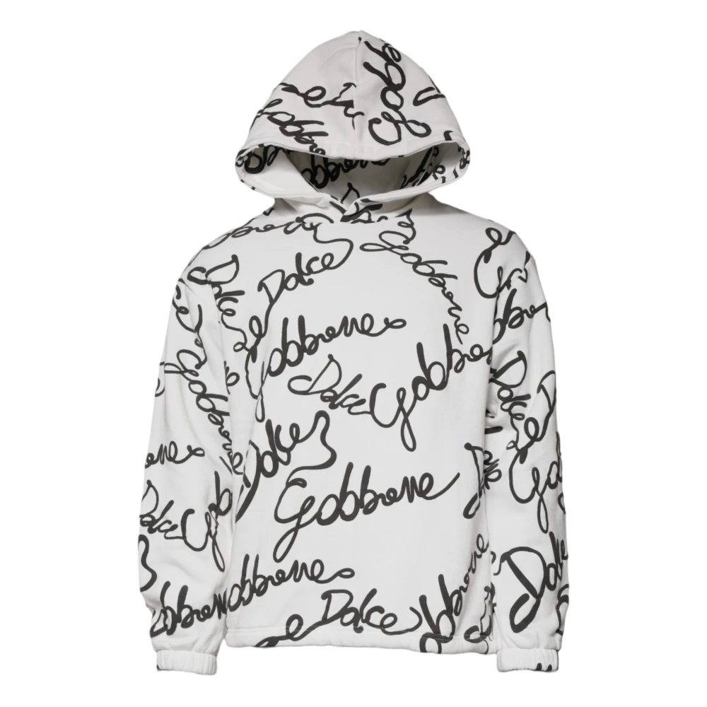 Dolce & Gabbana Men's White Logo Hooded Sweatshirt Sweater