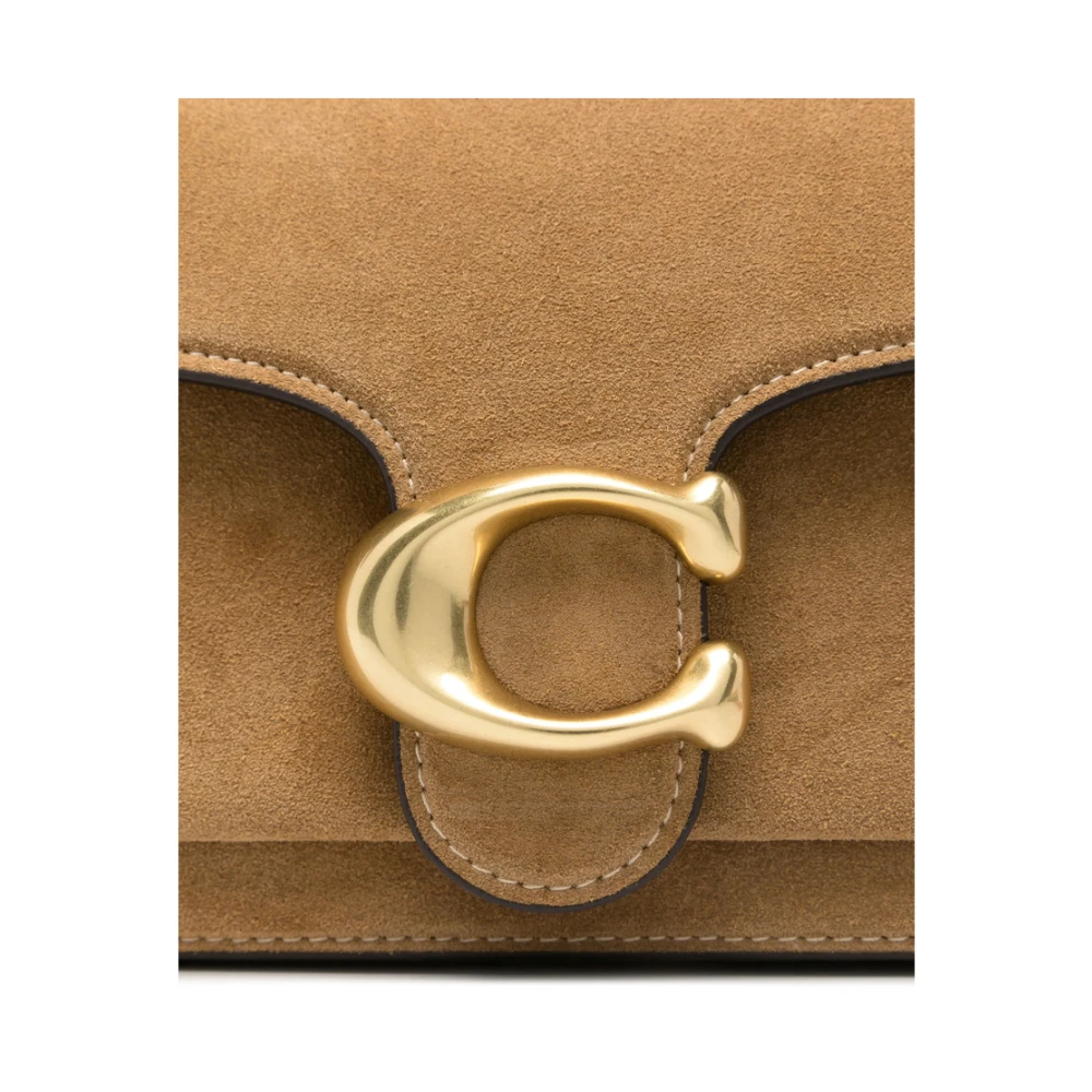 Coach Beige Foldover Top Handtas Brown Dames