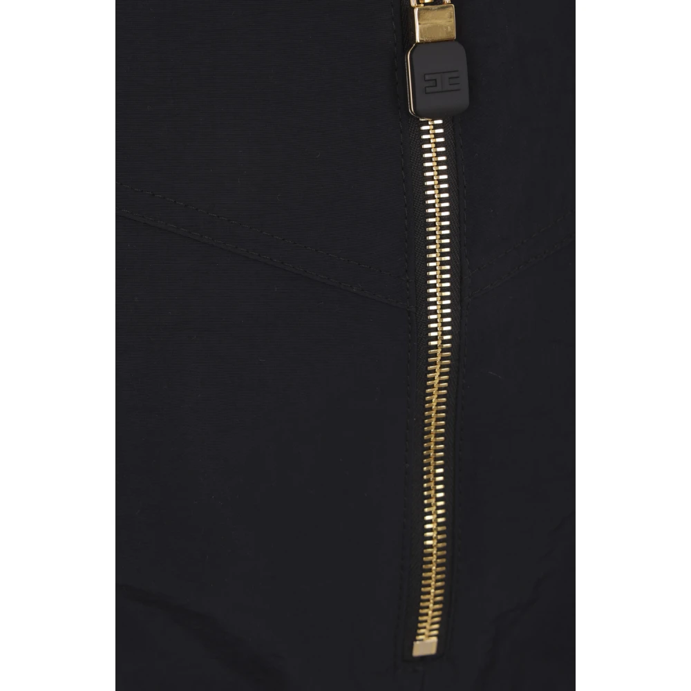 Elisabetta Franchi Zwarte broek met gouden ritsknopen Black Dames