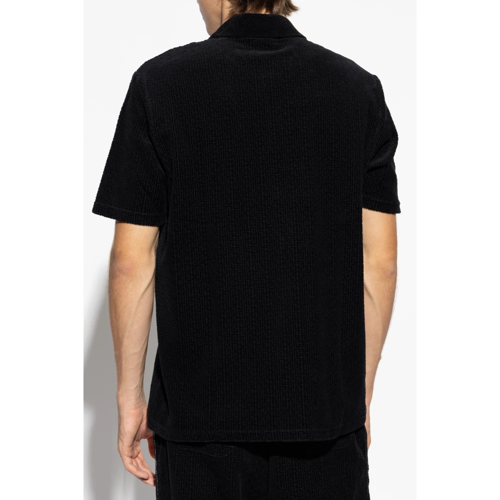 Balmain Velours polo Black Heren