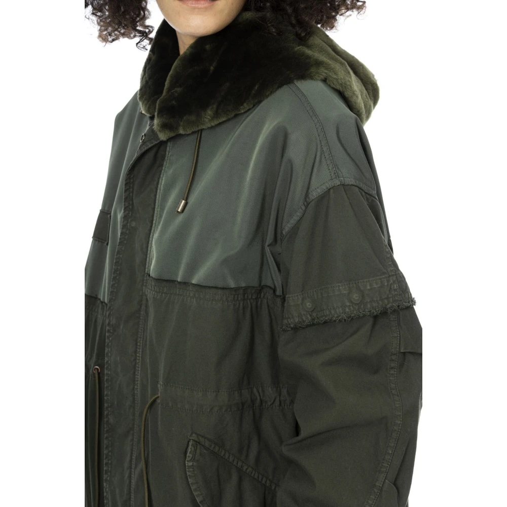 Mr&Mrs Italy Lange Parka met Bont Capuchon Green Dames