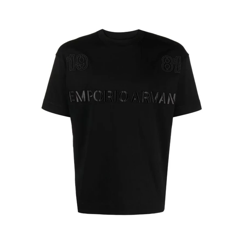 Emporio Armani Zwart T-shirt met borduursel Black Heren