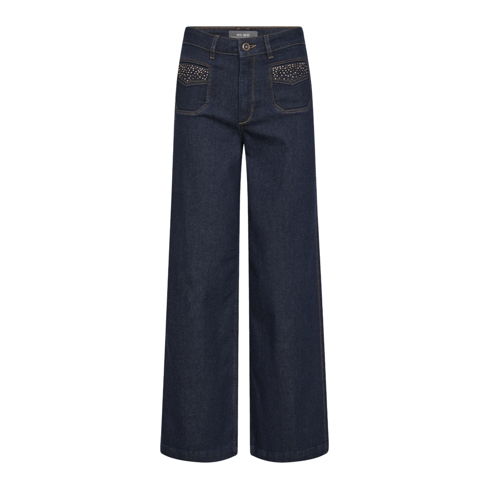 MOS MOSH Wijde Pijp Jeans met Stud Details Blue Dames