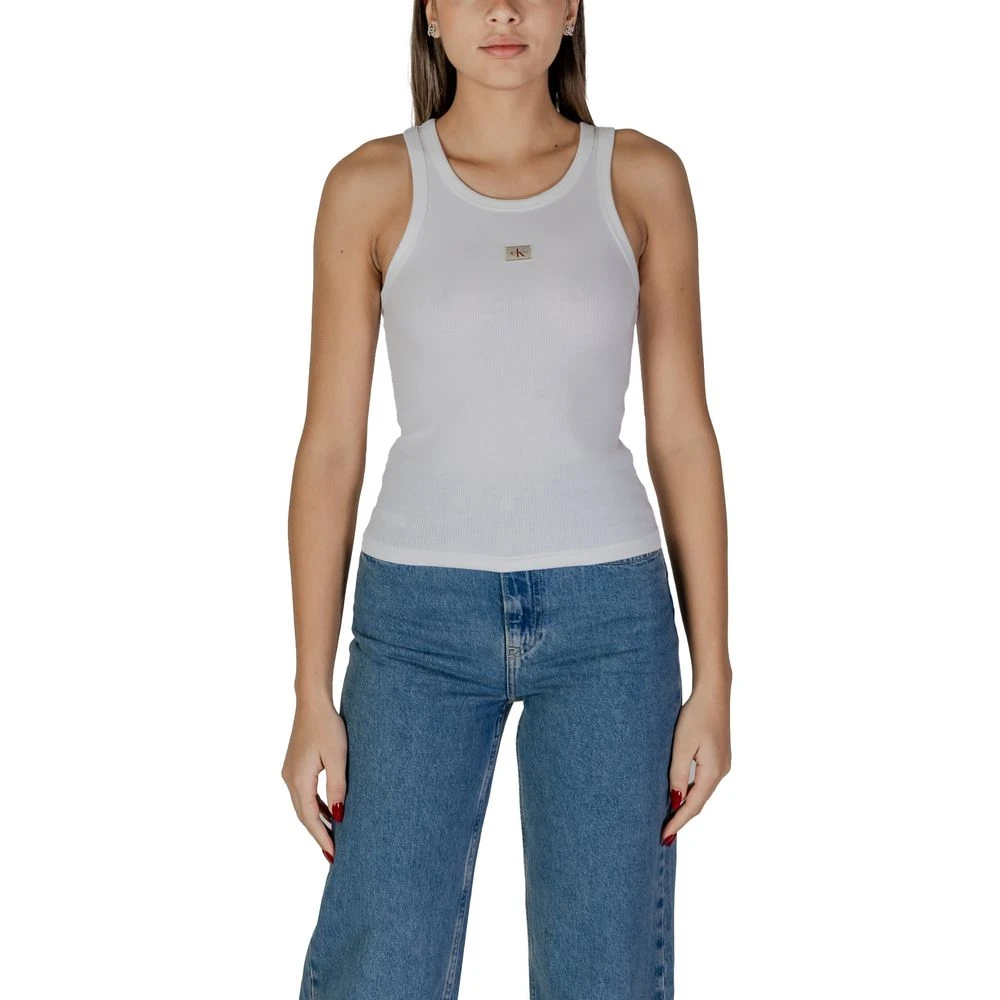 Calvin Klein Jeans Witte Katoenen Tops & T-shirt Dames Collectie White Dames