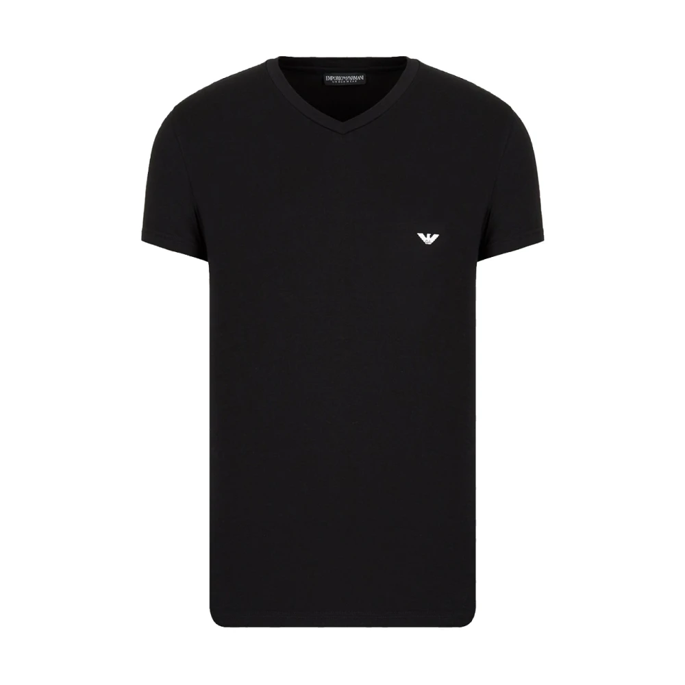 Emporio Armani Svart Fitted Stretch Jersey V-Neck T-Shirt