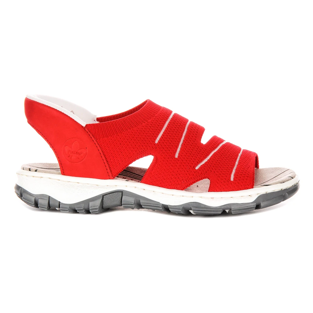 Rieker Women's Red Flat Sandals, 5 Uk, Summer Sandals Antistress Neoprene