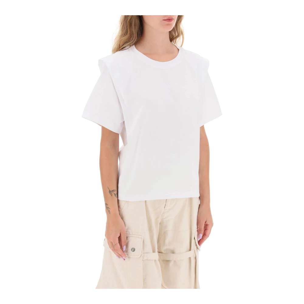 Isabel marant Katoenen T-shirt met Verlengde Schouders White Dames