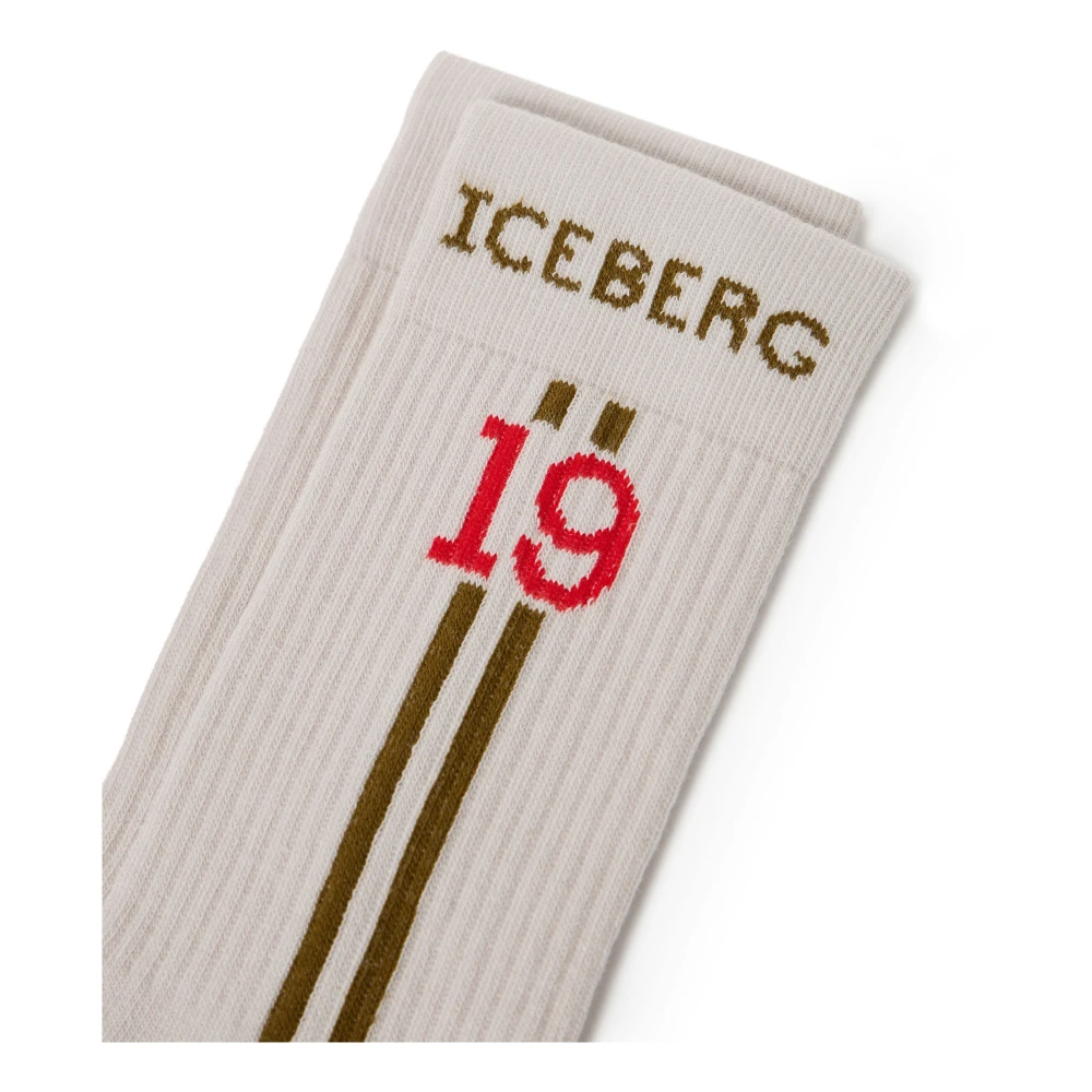 Iceberg Stoffige katoenen sok met jacquardstrepen Beige Heren