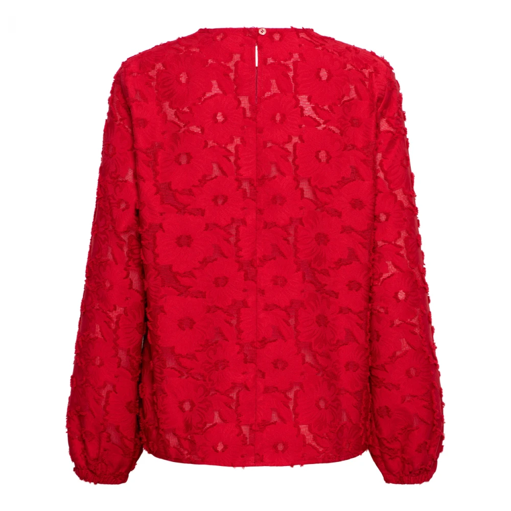 &Co Woman Bloes met lange mouwen en ruches Red Dames