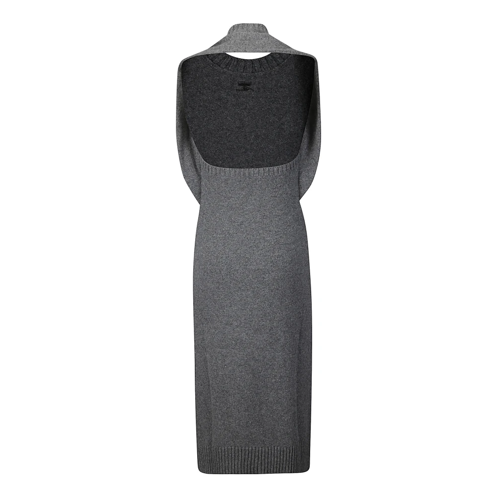 Courrèges Lamswol Midi Jurk Multi-Styling Gray Dames