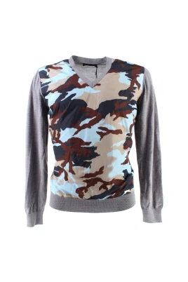 Camouflage Wool V-Neck Sweater