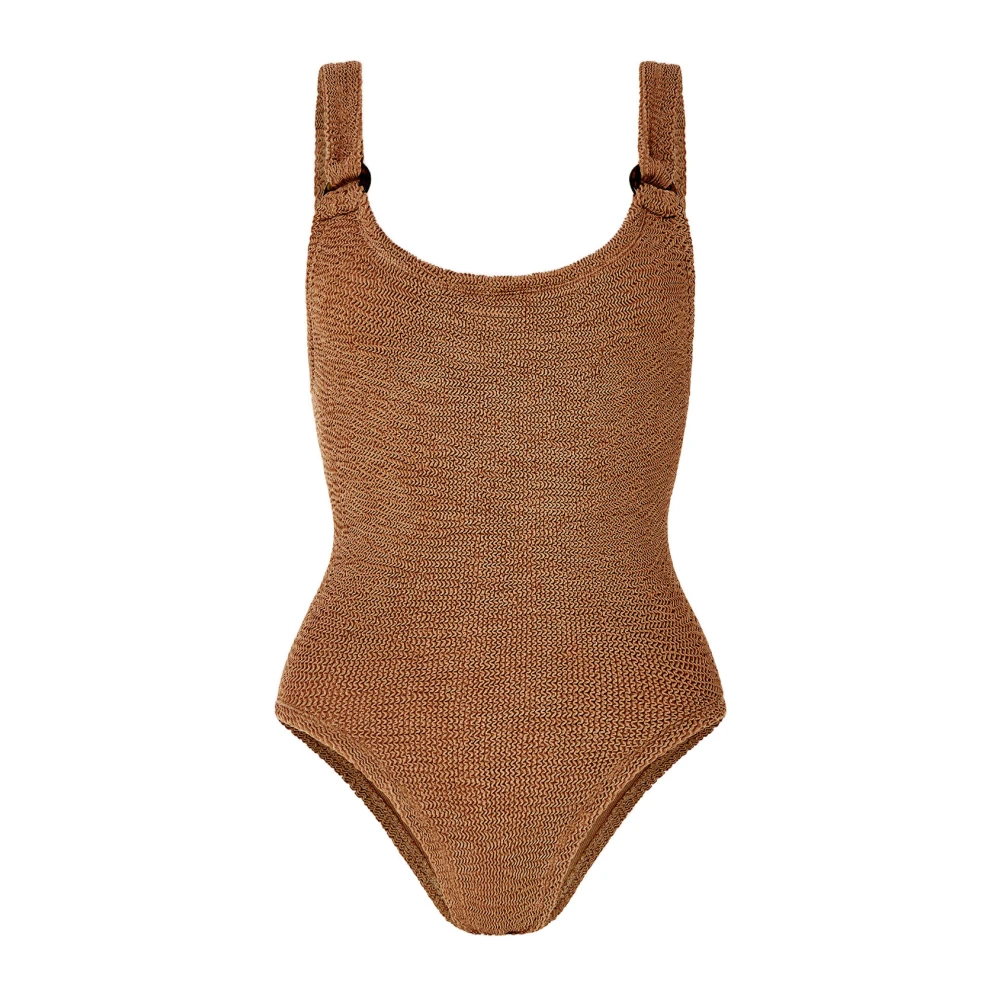 Hunza G Women's Brown Ring-Detail Swimsuit