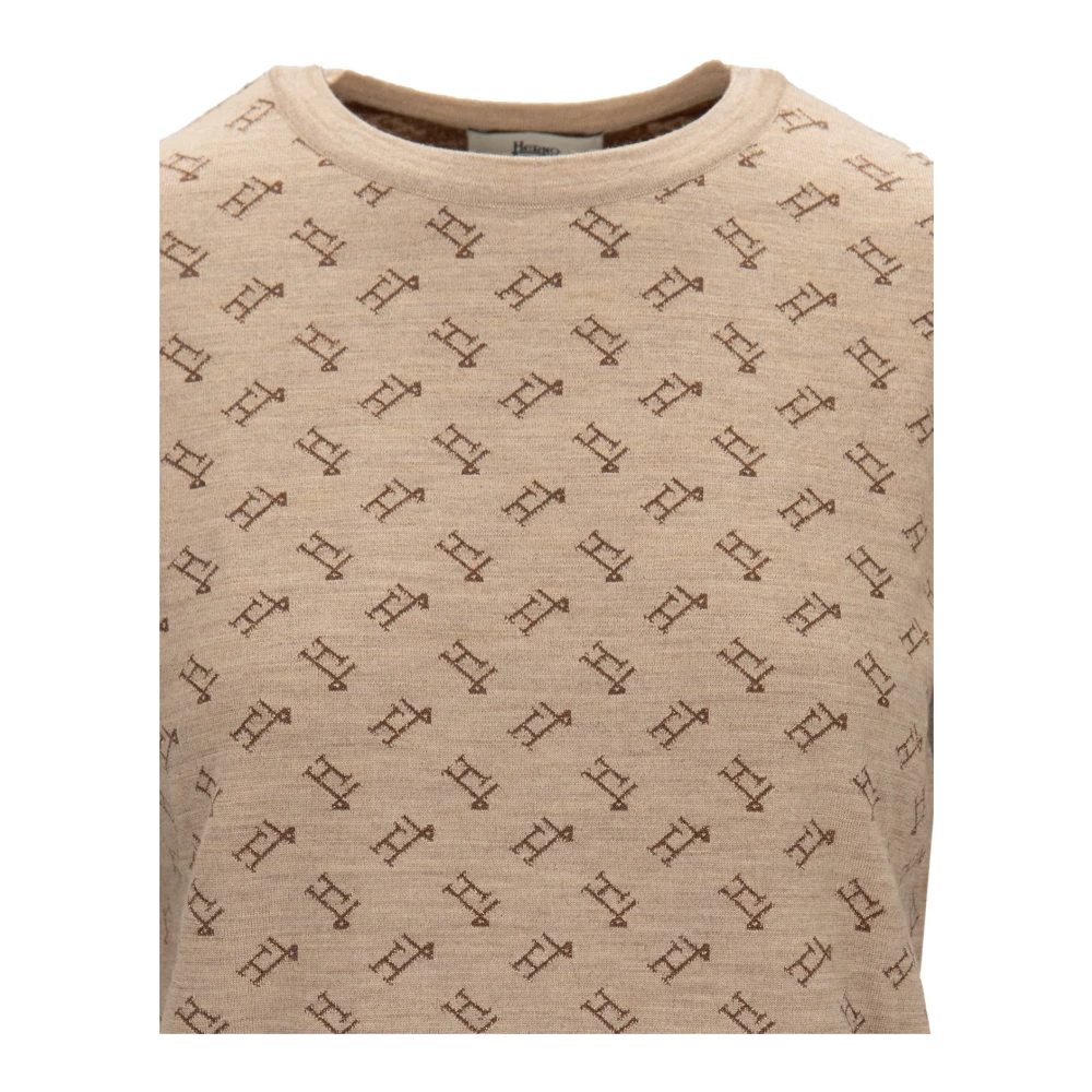 Herno Metallic Logo T-shirt Beige Dames