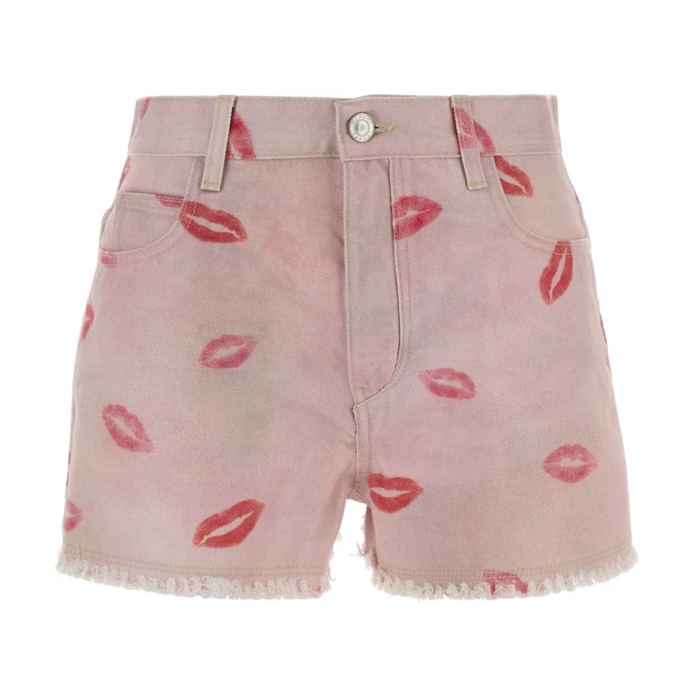 Marant Étoile Women's Lesia Kiss-Printed Frayed Shorts