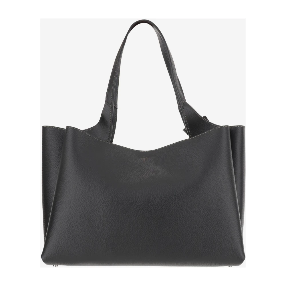 TOD'S Leren schoudertas met metalen sluiting Black Dames