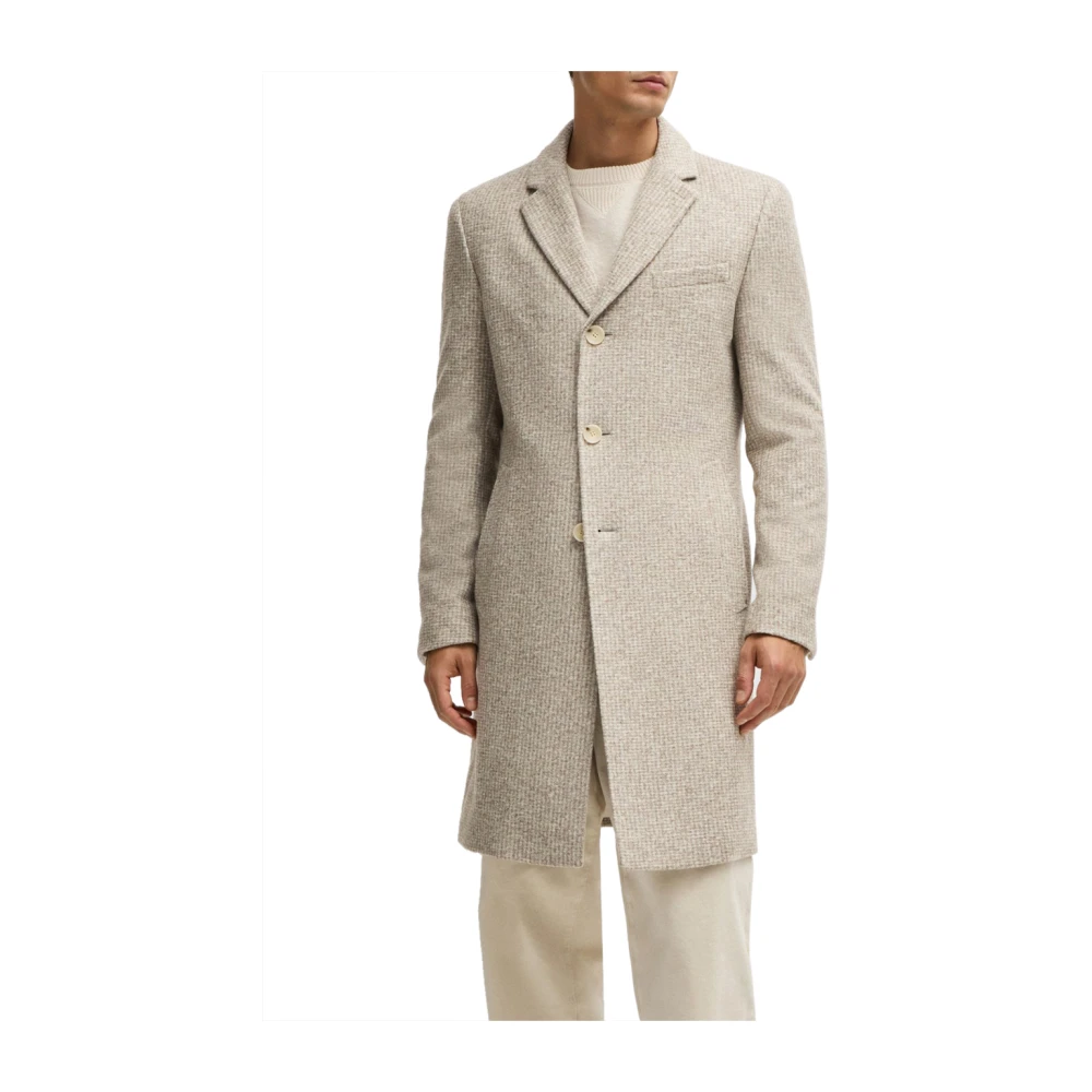 Hugo Boss Formele Traditionele Jas met Wol Touch Beige Heren