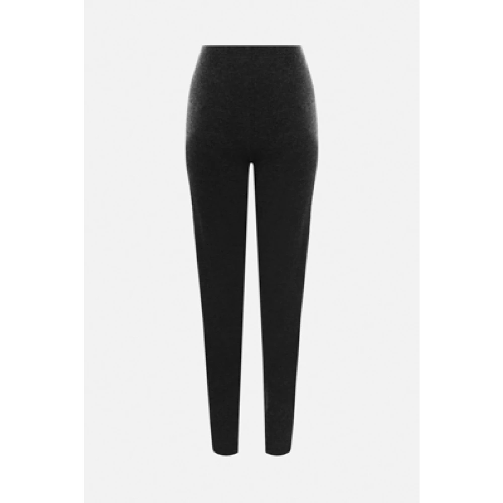 Saint Laurent Zwarte Cashmere Leggings met Elastische Tailleband en Enkelbanden Black Dames