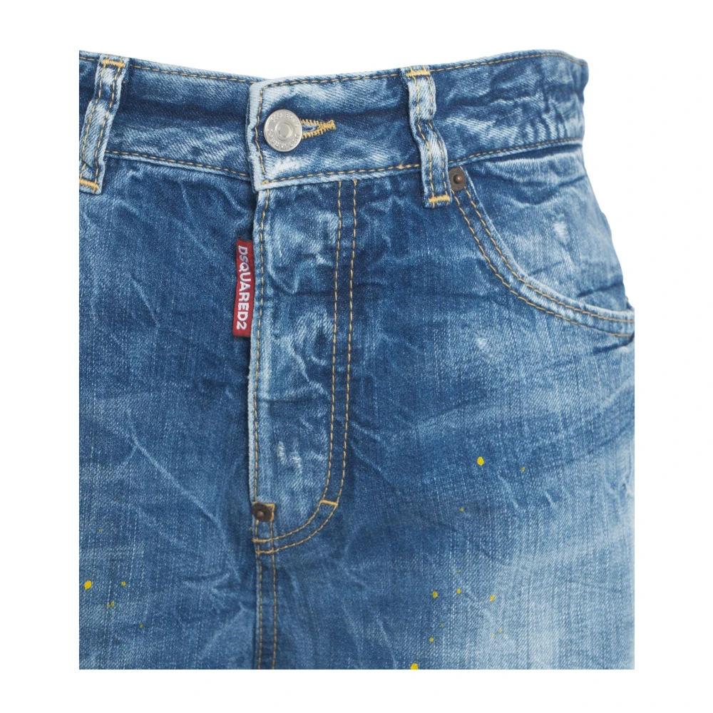 Dsquared2 Blauwe Wide Leg Distressed Jeans Blue Dames