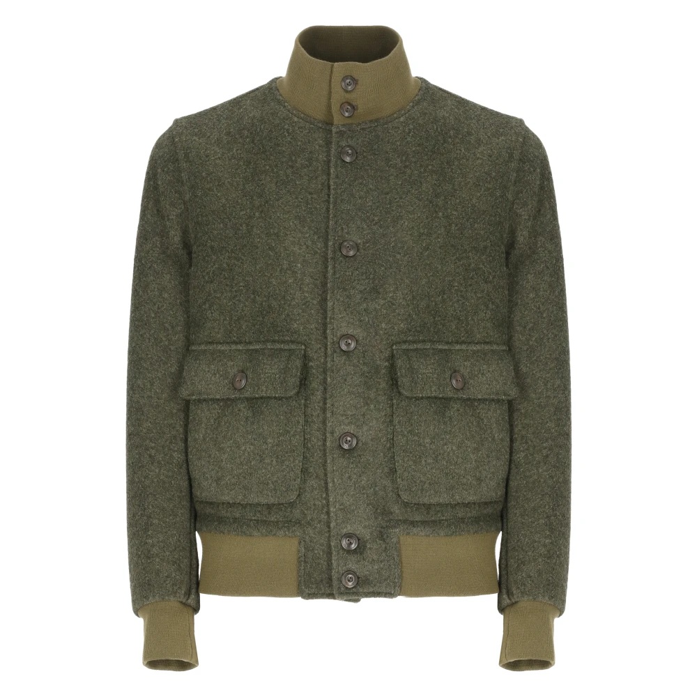 Stewart Groene wollen blend jas met hoge kraag Green Heren