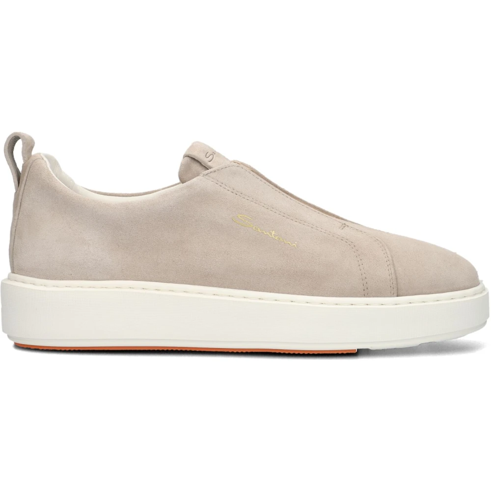 Santoni Women's Beige Suede Slip-On Trainers - Sneakers - 7 Uk - Shoes