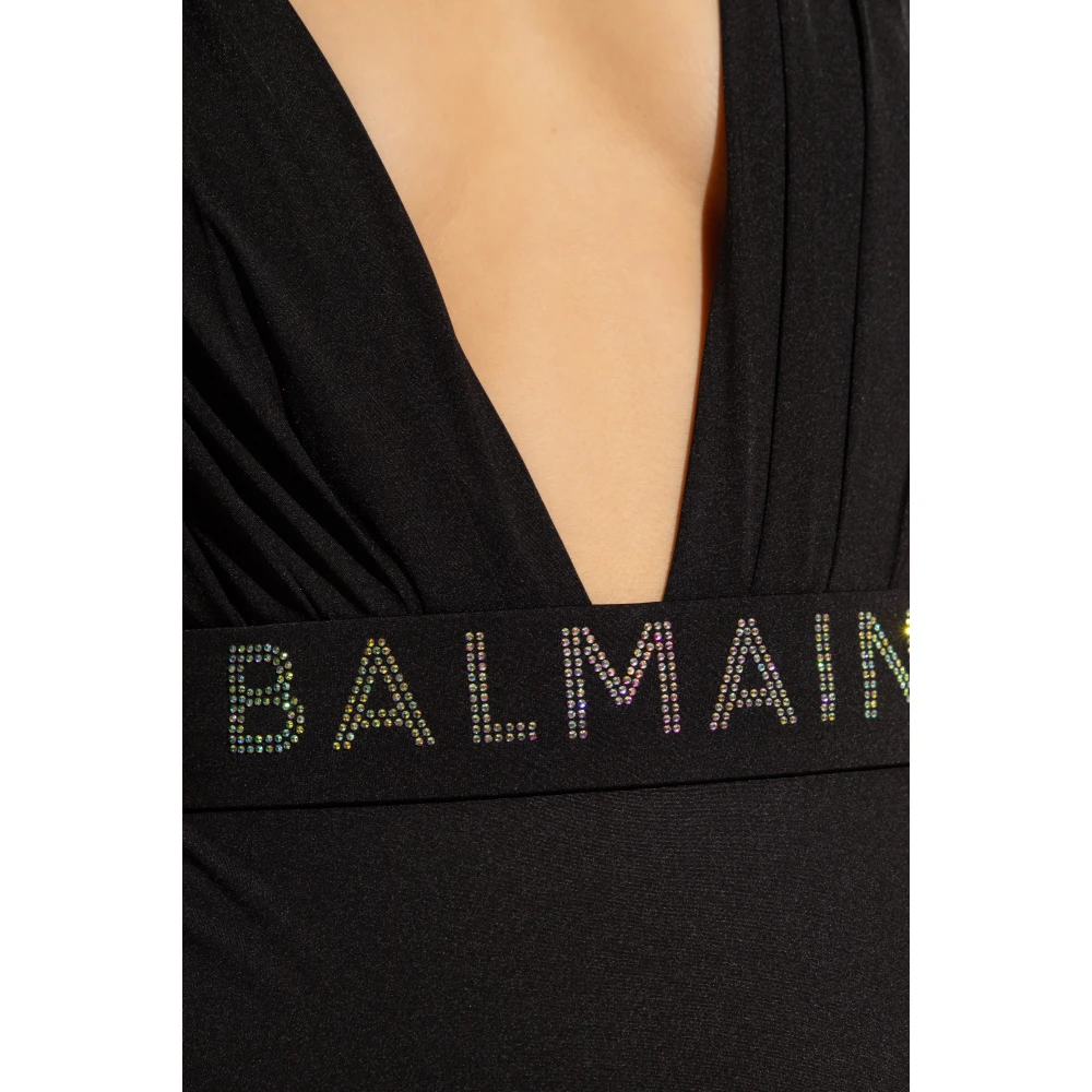 Balmain Eendelig badpak met logo Black Dames