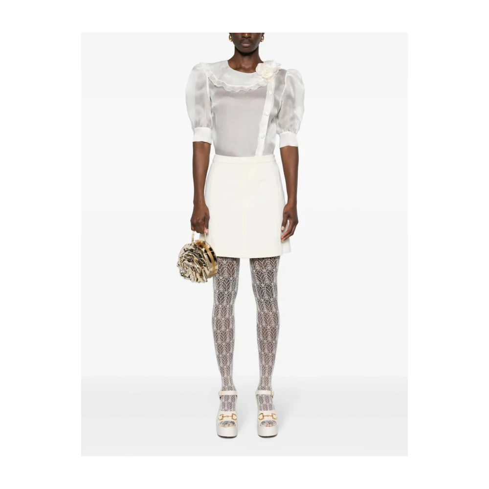 Alessandra Rich Zijden organza blouse met rozen details White Dames
