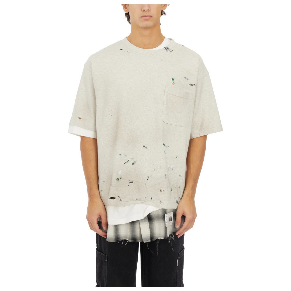 Mihara Yasuhiro Katoenen Drielaagse T-Shirt White Heren