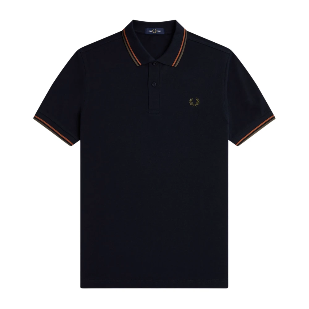 Fred Perry Piqué Bomull Polo Dubbel Stripe Black, Herr