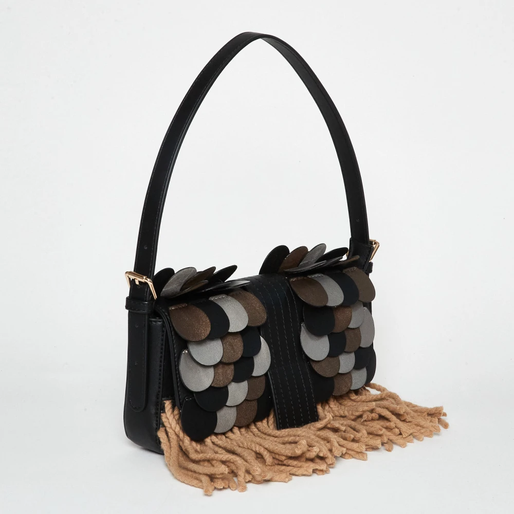 La Milanesa Zwarte eco-lederen en wollen handtas Black Dames
