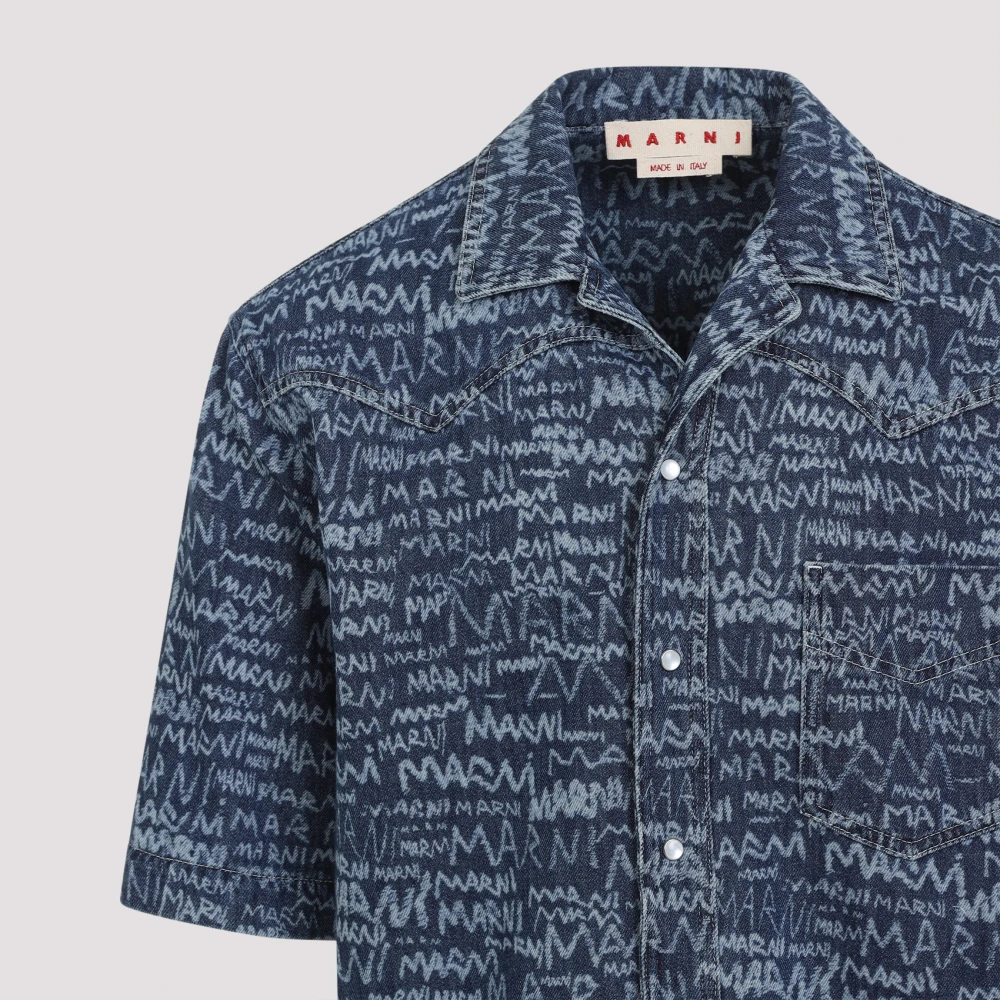 Marni Blauw Katoenen Shirt voor Mannen Blue Heren