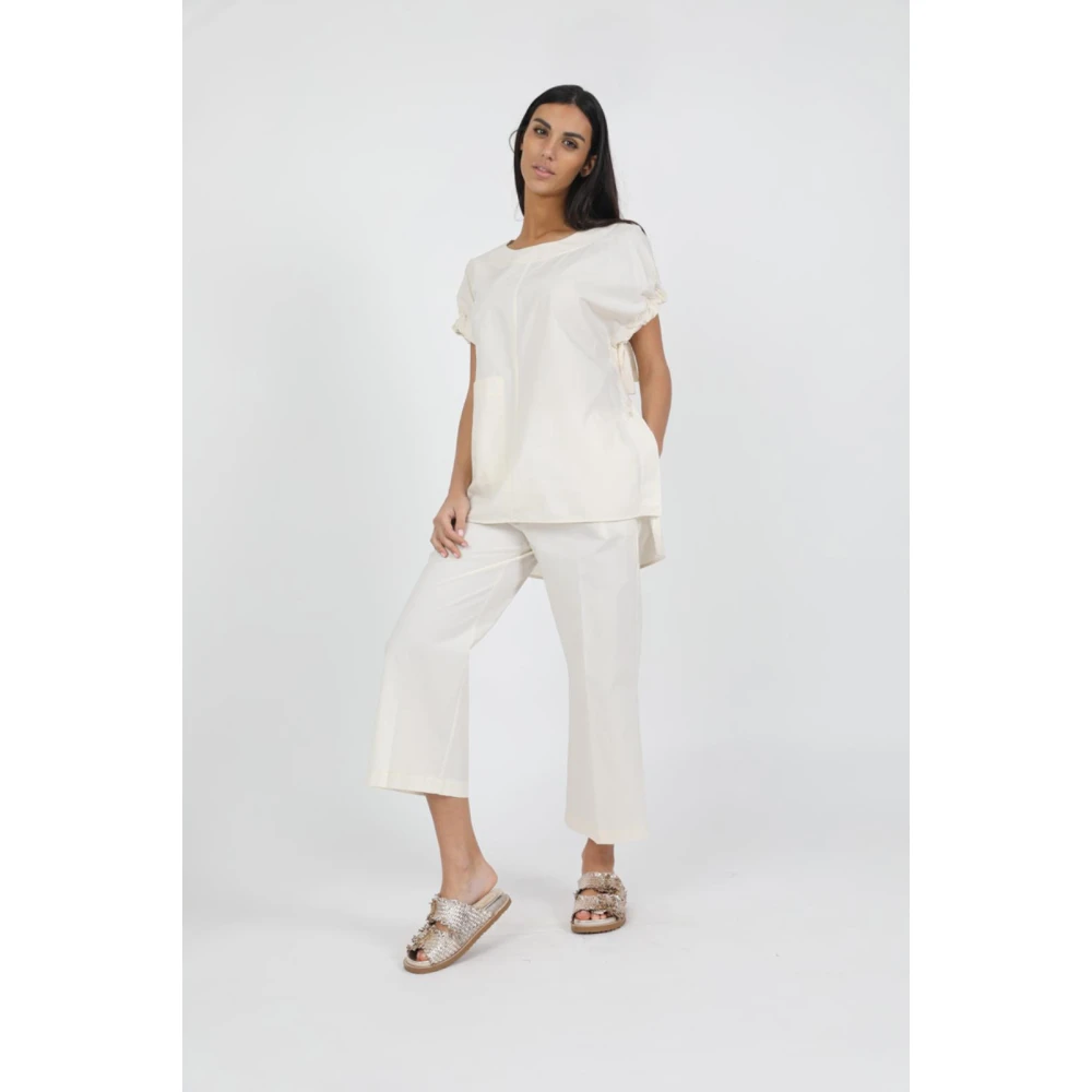 MeiMeiJ Casual Katoenen T-shirt voor dagelijks gebruik Beige Dames