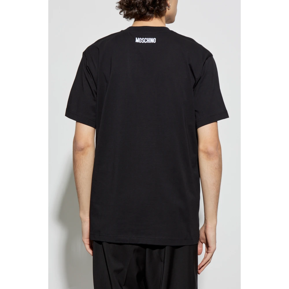 Moschino Katoenen T-shirt met logo Black Heren