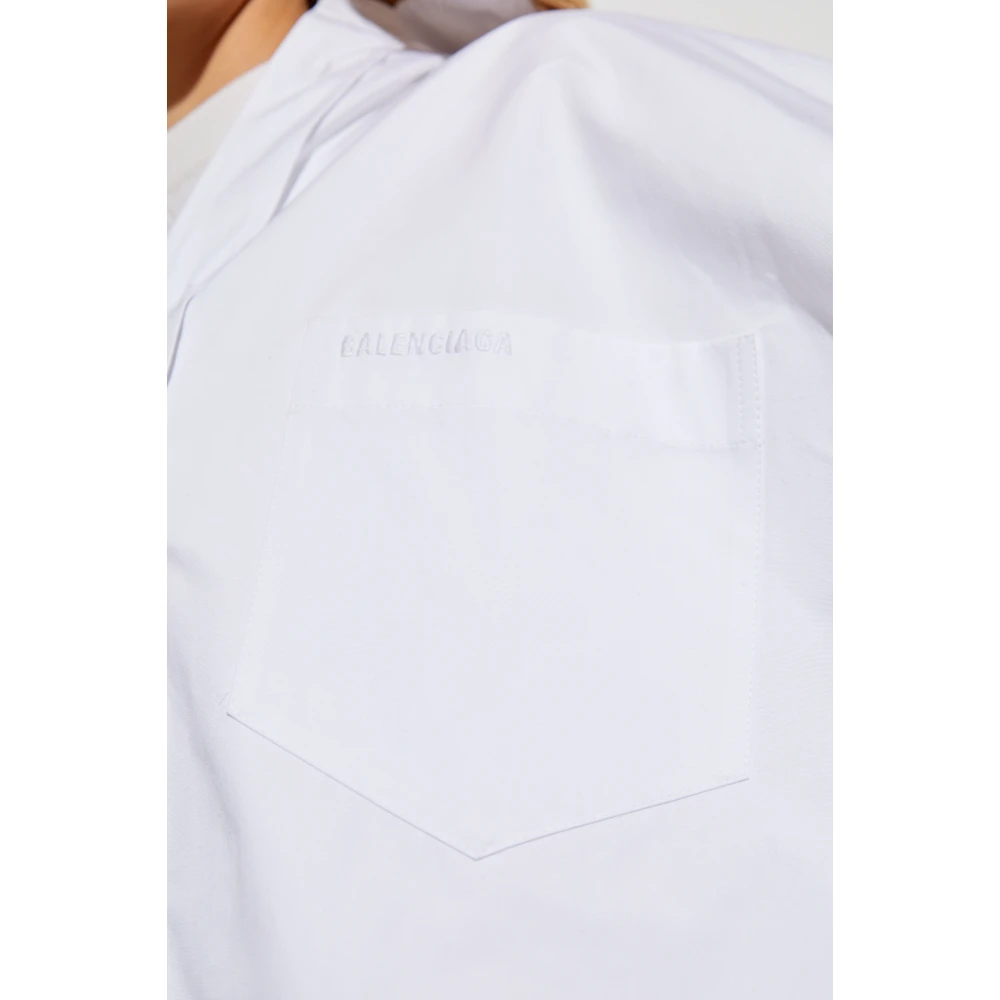 Balenciaga Oversized shirt met zak White Dames