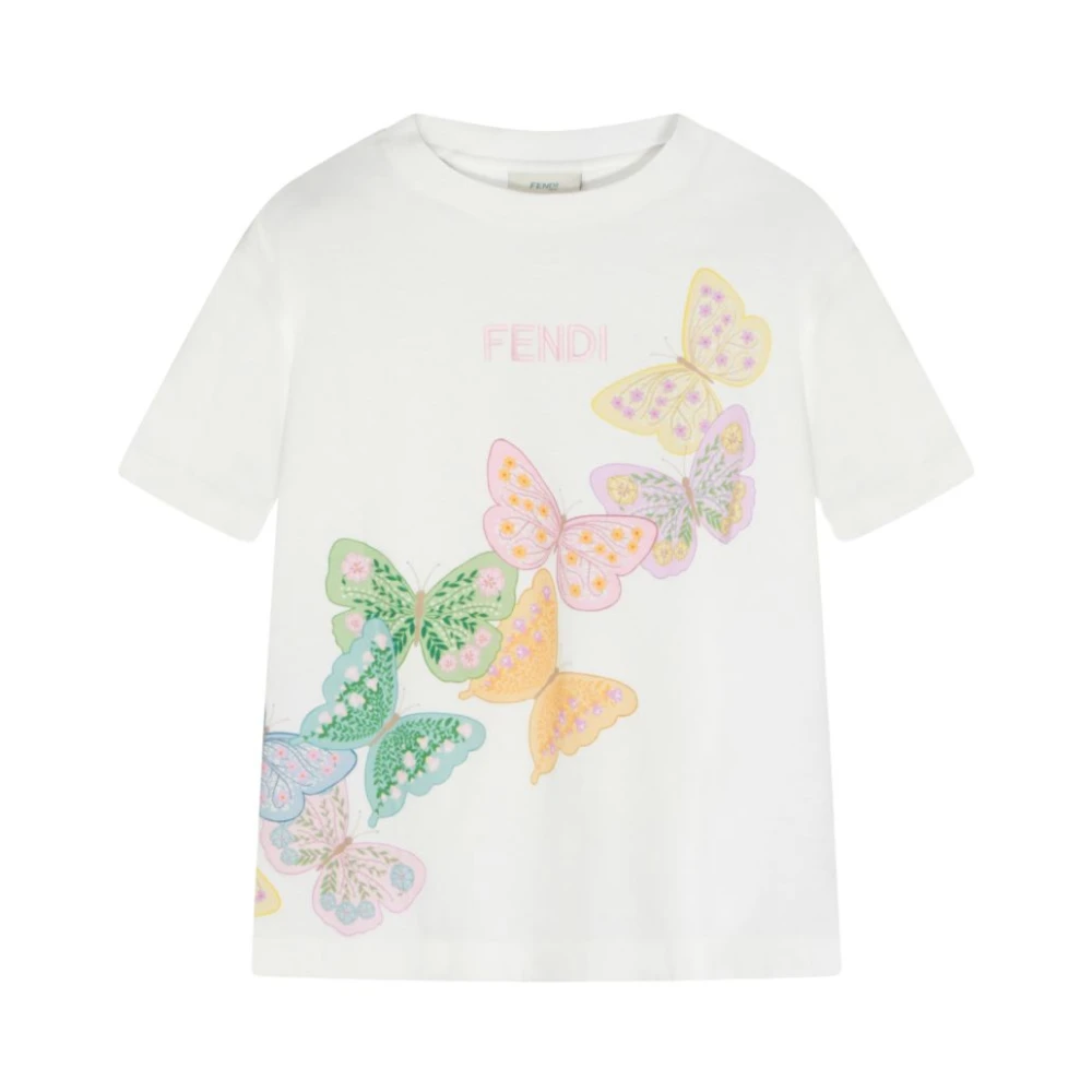 Fendi Boys White Kids Short Sleeve T-Shirts, 13 Y, Junior T-Shirt