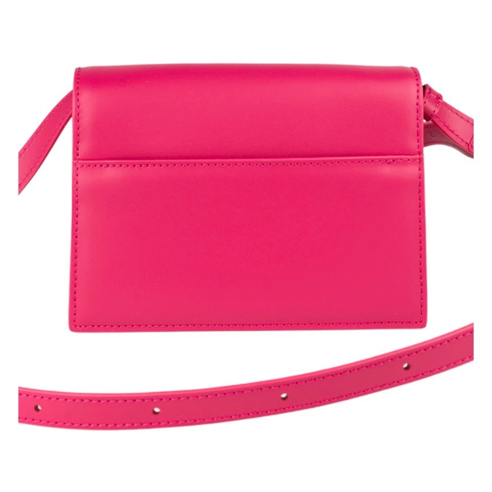 Maison Kitsuné Mini Preppy Baguette Leren Tas in Magenta Pink Dames