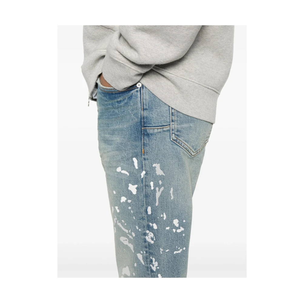 Purple Brand Blauwe Jeans met Whiskering en Knoopsluiting Blue Heren